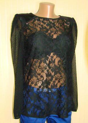 Блузка женская гипюровая черная нарядная George (размер 48 (М))