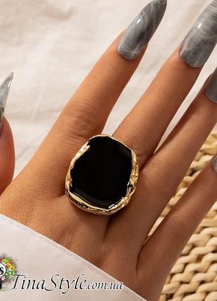 Кольцо с камнем перламутр цвет золото +емаль колечко женское с...