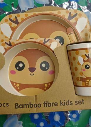 Набор детской посуды антибактериальный бамбук