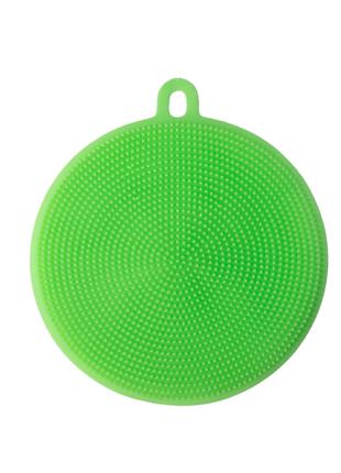Силиконовая губка-щетка для мытья посуды зелёная 11,5 см