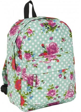 Легкий женский рюкзак Paso 17-780M 13L Зеленый горошек с цветами