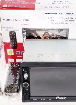 Магнитола Pioneer 8702 2din Android GPS WiFi 4 Ядра автомагнитола