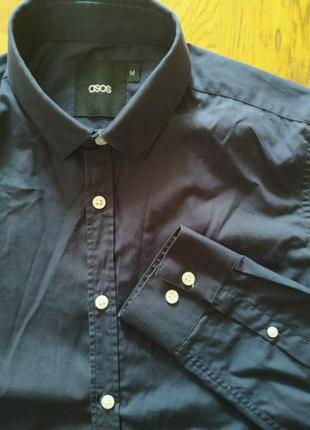 Asos черная рубашка приталенная слимфит slim-fit сорочка