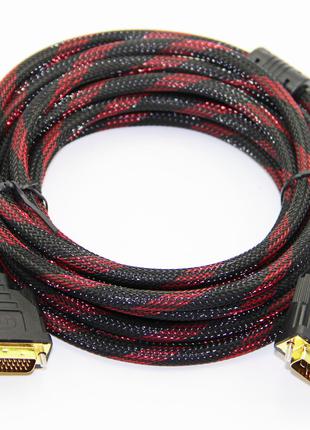 Кабель Dvi-Dvi 1.5m, 2 ферита, оплетка, Black/Red, 24/24pin