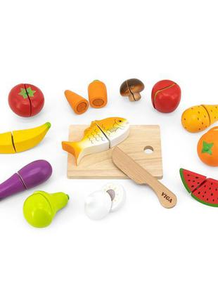 Набор игрушечных продуктов Viga Toys Нарезанная еда из дерева ...