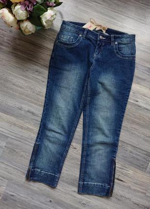 Джинсові штани з блискавками базові укорочені джинси розмір s/m