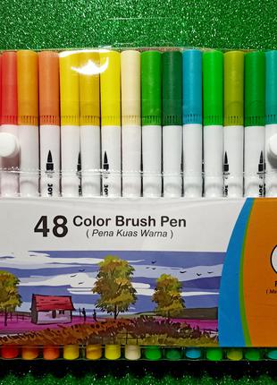 Акварельные маркеры JOYKO Brush Pen 48 цветов