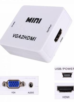 Конвертер відео VGA to HDMI VGA + aux на HDMI, 1080p