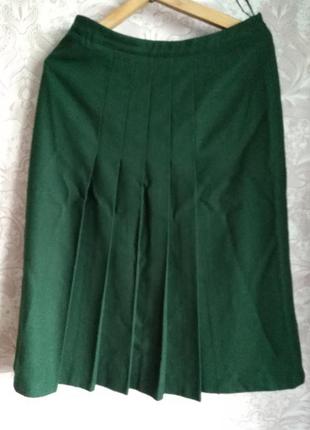 Люкс из австрии! зелёная шерстяная юбка в складку тренд р. 38