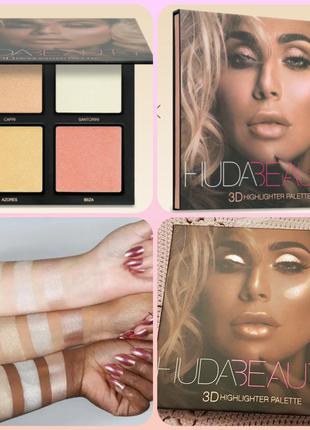 Huda beauty cream and powder 3d highlighter palette pink sands...