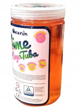 Слайм MEGA TUBA Slime 600 г  ELEFUN оранжевый Slimes - это гибкая