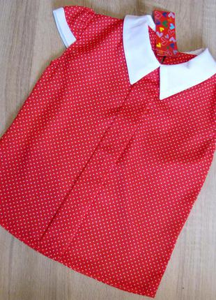 Размер 140 детская летняя блузка красная в горошек