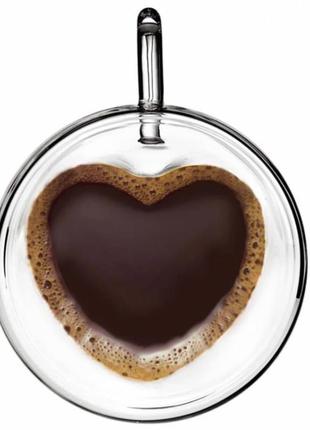 Чашка для чая и кофе с двойным дном в форме сердце 280мл