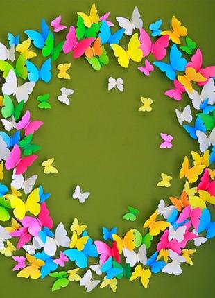 3D метелики наклейки для декору, 3 кольори