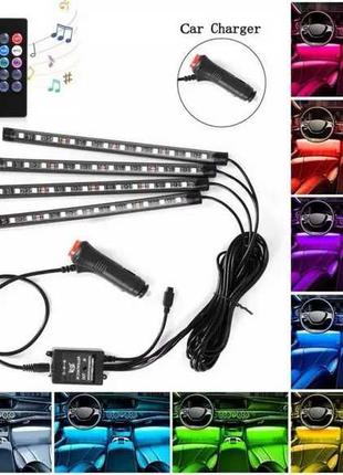 Светодиодная 12 LED RGB авто подсветка салона ног цветомузыка ...