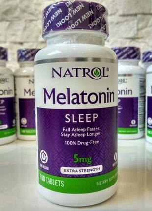 Мелатонин, 5 мг, 100 табл. постепенного высвобождения, Natrol,США