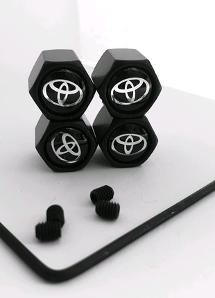Антивандальные колпачки на ниппель Toyota чёрного цвета