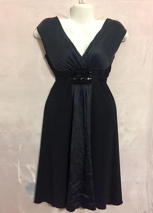 Коктейльное, легкое, чёрное платье с камнями rene derhy
