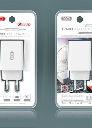 СЗУ-адаптер XO 1USB/3.0 A Quick Charge 3.0 (L36) білий