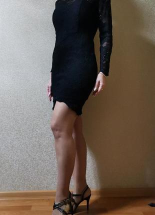 Кружевное платье, чёрное, гипюр