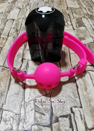 Яскравий силіконовий кляп-кулька. Розмір S. Колір рожевий