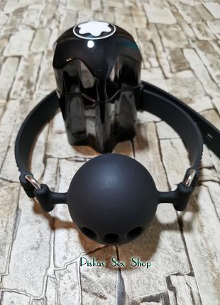 Яскравий силіконовий кляп-кулька. Розмір L. Колір чорний