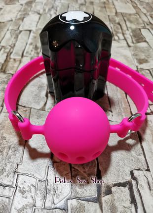 Яскравий силіконовий кляп-кулька. Розмір L. Колір рожевий