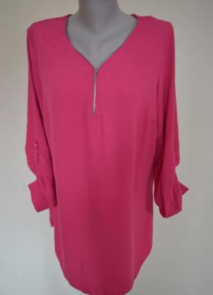 Шикарная брендовая длинная блузочка длинный рукав розовая