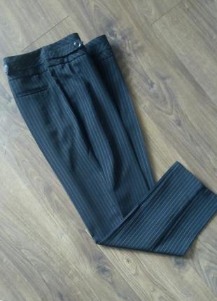 Нові чорні в білу полоску завужені класичні брюки (evie)