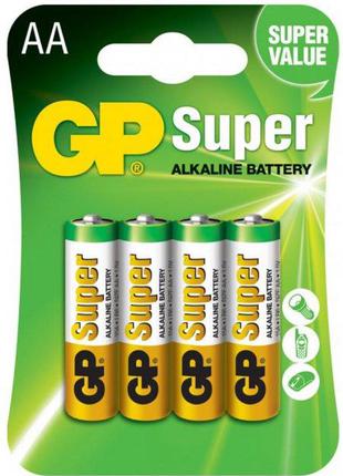 Щелочные батарейки GP Super Alkaline AA 1.5V 15A-U4 LR6 4 шт