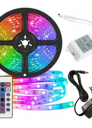 Светодиодная многоцветная LED лента 3528 RGB 5 метров с пультом