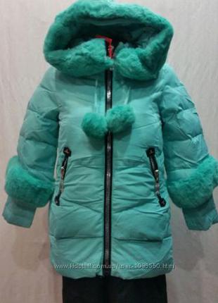 Розпродаж!Зимове пальто Happy snow на дівчинку з натуральним мехо