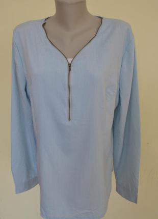 Шикарная брендовая блуза котон нежно-голубого цвета