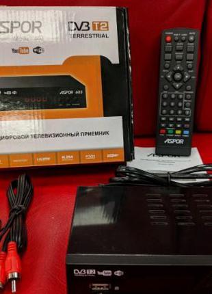 ТВ-Тюнер Aspor DVB T2 (603) (HDMI, RCA, USB, Metal, контроллер...