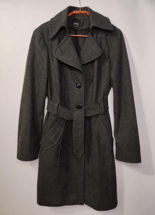 Esprit серое шерстяное демисезонное пальто