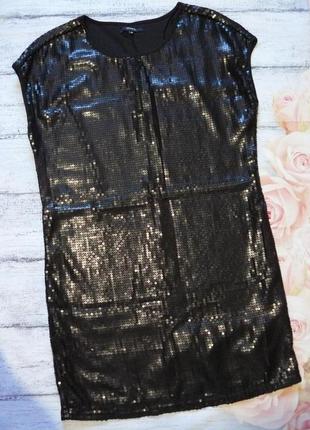 Черное платье матовые паетки 40 размер