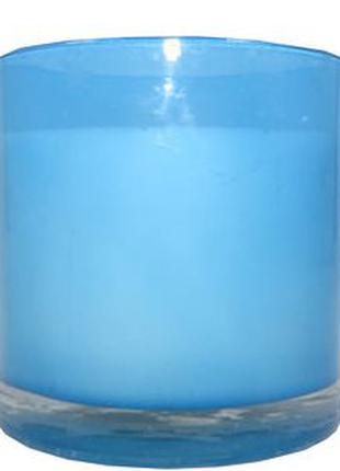 Свеча декоративная в матовом голубом стакане Melinera.
