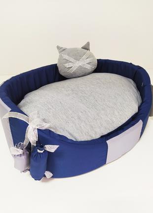 Лежак для собак і котів Комфорт літо синій