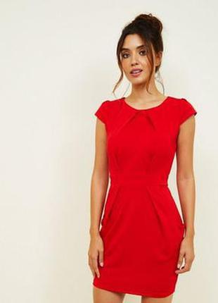 Красное нарядное повседневное платье футляр mango suit демисез...