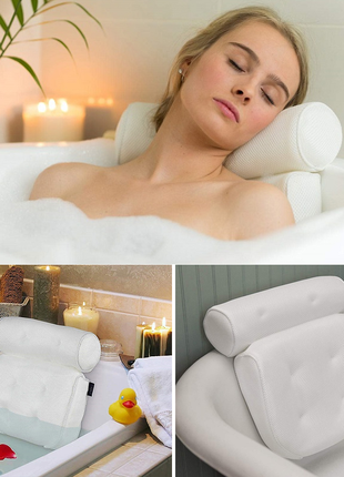 Подушка для ванни ортопедична спа на 6 присосок. Підголовник