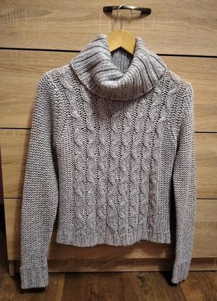 Шикарный вязаный свитер серого цвета