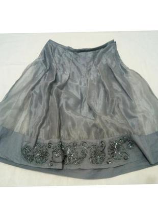 Прозрачная юбка миди green house типа фатин двойная бисер выши...