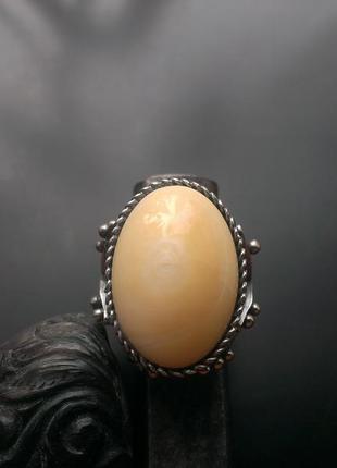 Авторское филигранное серебряное женское кольцо с зубом кашалота