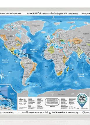 Скретч карта мира Discovery Map на английском языке в тубусе