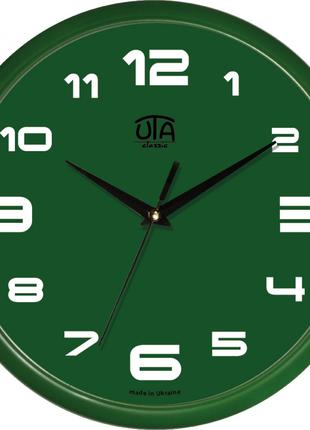 Часы настенные для офиса и дома зеленые круглые бесшумные