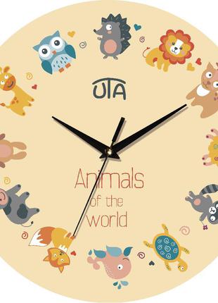 Детские настенные часы "Animals of the world" Животные мира бе...