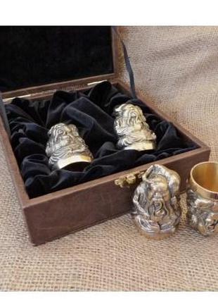 Рюмки подарочные литые из бронзы Козаки, подарки для мужчин