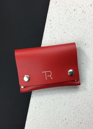 Мини-кошелек женский (маленький кошелек, кожаный) Красный