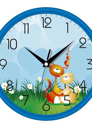 Часы настенные "Котики" синие для детской комнаты