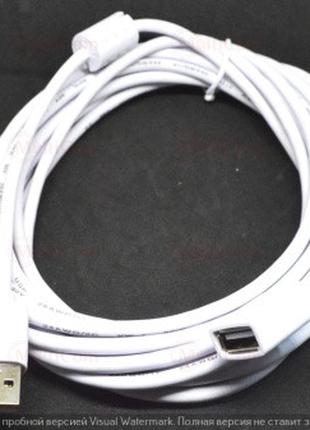 05-08-027. Шнур USB штекер A - гнездо А, version 2.0, белый, 5м